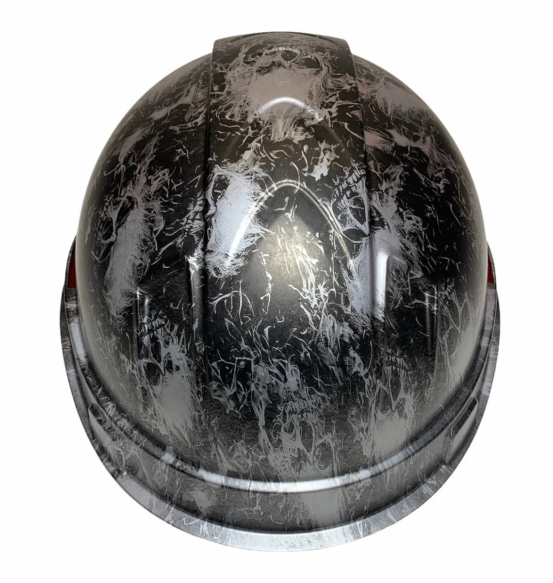 Hard Hat Ridgeline Cap Style Custom Silver Metallic Small Flaming Skulls