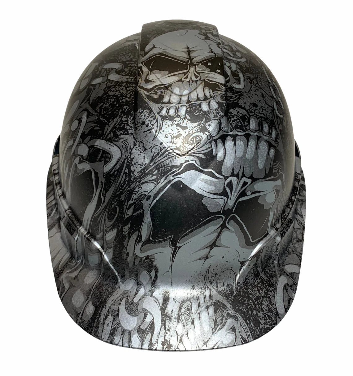 Hard Hat Ridgeline Cap Style Custom Silver Metallic Gnarly Chains and Skulls