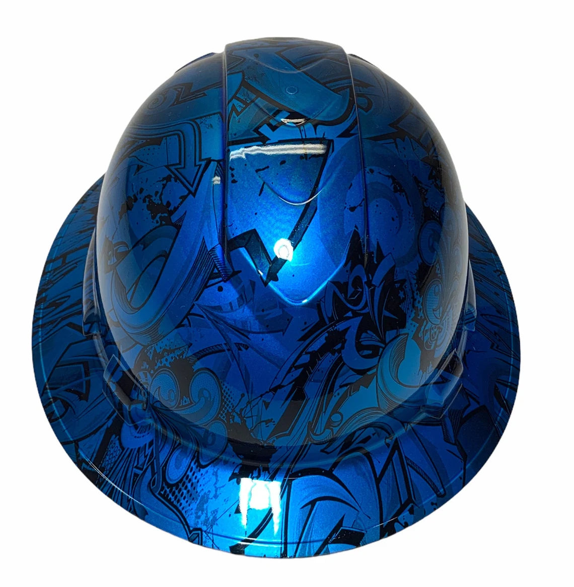 Custom Hard Hat Ridgeline Full Brim Light Kandy Blue Graffiti