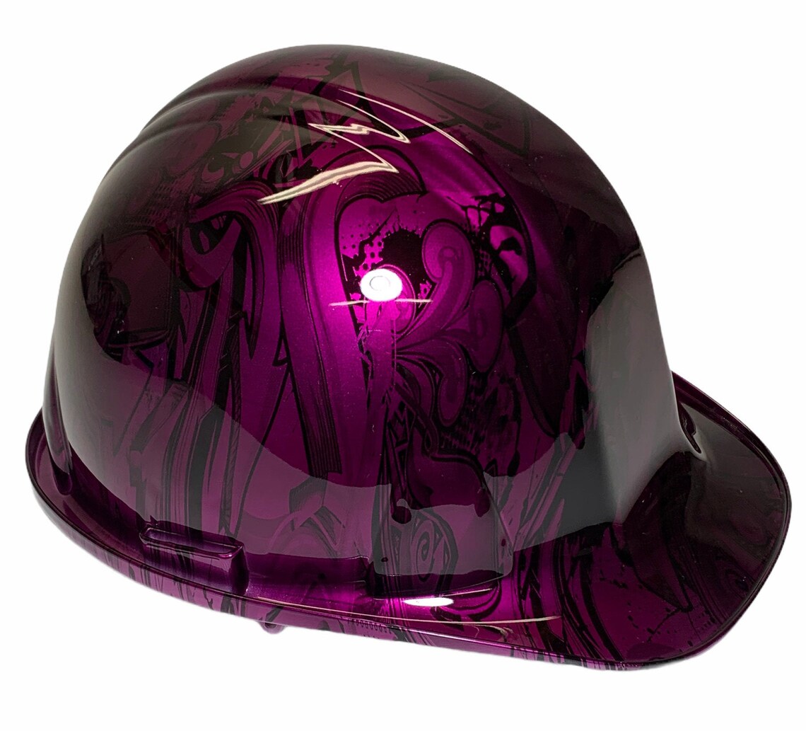 Custom Hard Hat Kandy Purple Translucent Graffiti SL Series Cap Style