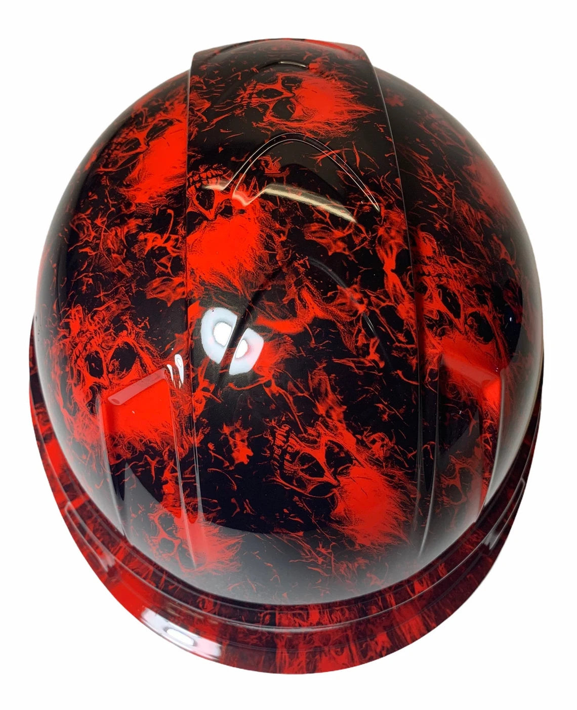 Hard Hat Ridgeline Cap Style Custom Red Small Flaming Skulls