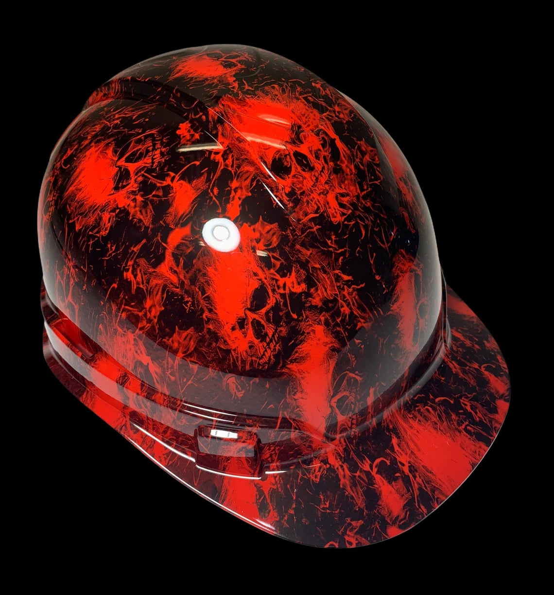 Hard Hat Ridgeline Cap Style Custom Red Small Flaming Skulls