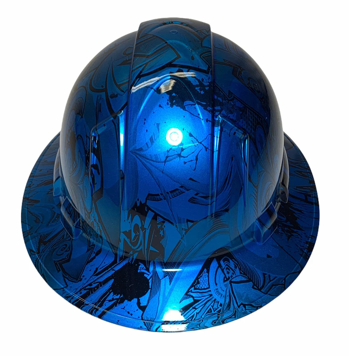 Custom Hard Hat Ridgeline Full Brim Light Kandy Blue Graffiti