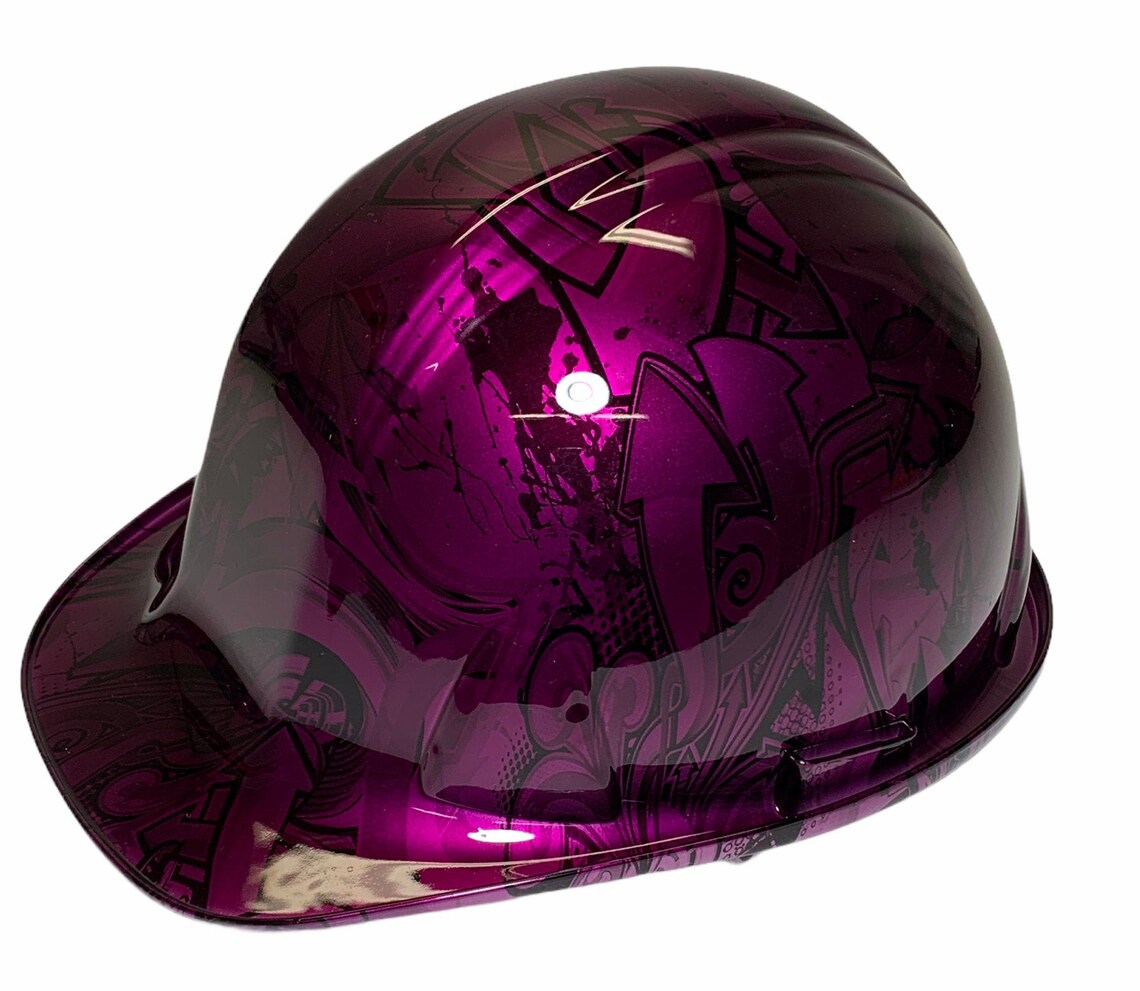 Custom Hard Hat Kandy Purple Translucent Graffiti SL Series Cap Style