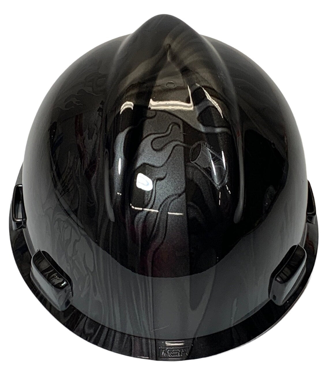 Custom Hard Hat Metallic Graphite Ace of Skulls MSA VGard Cap Style