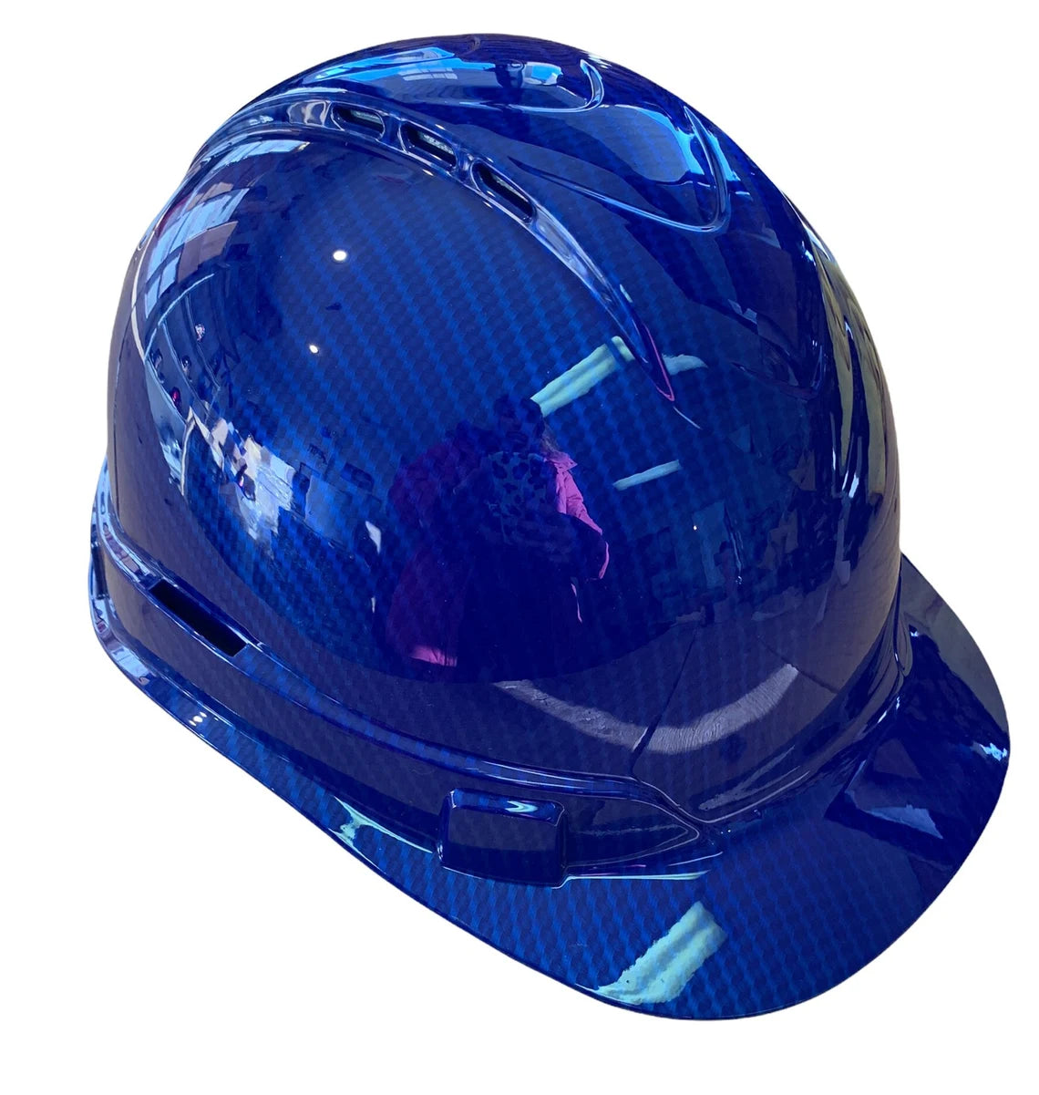 Custom Hard Hat Ridgeline Cap Style Blue True Weave Carbon Fiber