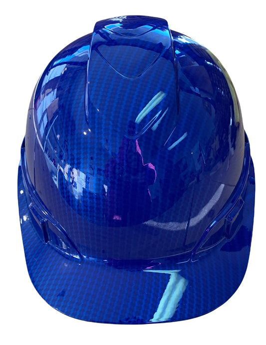 Custom Hard Hat Ridgeline Cap Style Blue True Weave Carbon Fiber