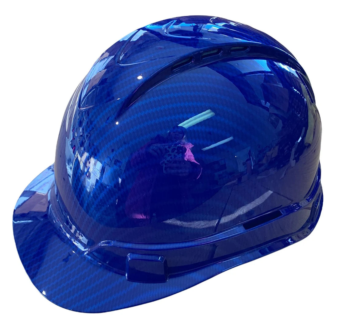 Custom Hard Hat Ridgeline Cap Style Blue True Weave Carbon Fiber