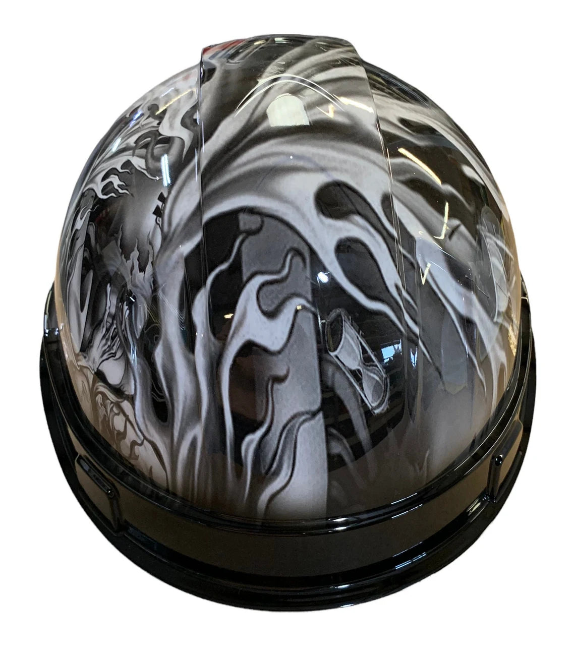 Custom Hydro Dipped Hard Hat Ridgeline Cap Style White Ace Of Skulls with Black Brim