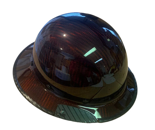 Custom Translucent Orange Lift DAX Carbon Fiber HDC-15KG Full Brim Hard Hat with Carbon Fiber EdgeGard