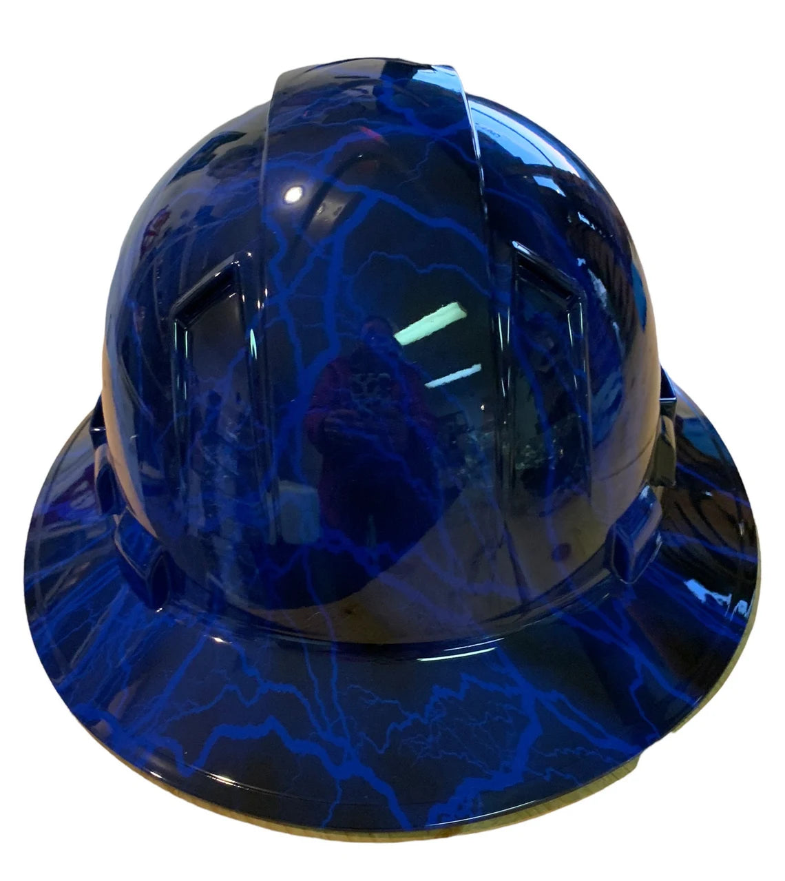 Hydro Dipped Hard Hat Ridgeline Full Brim Custom Blue Lightning Vented