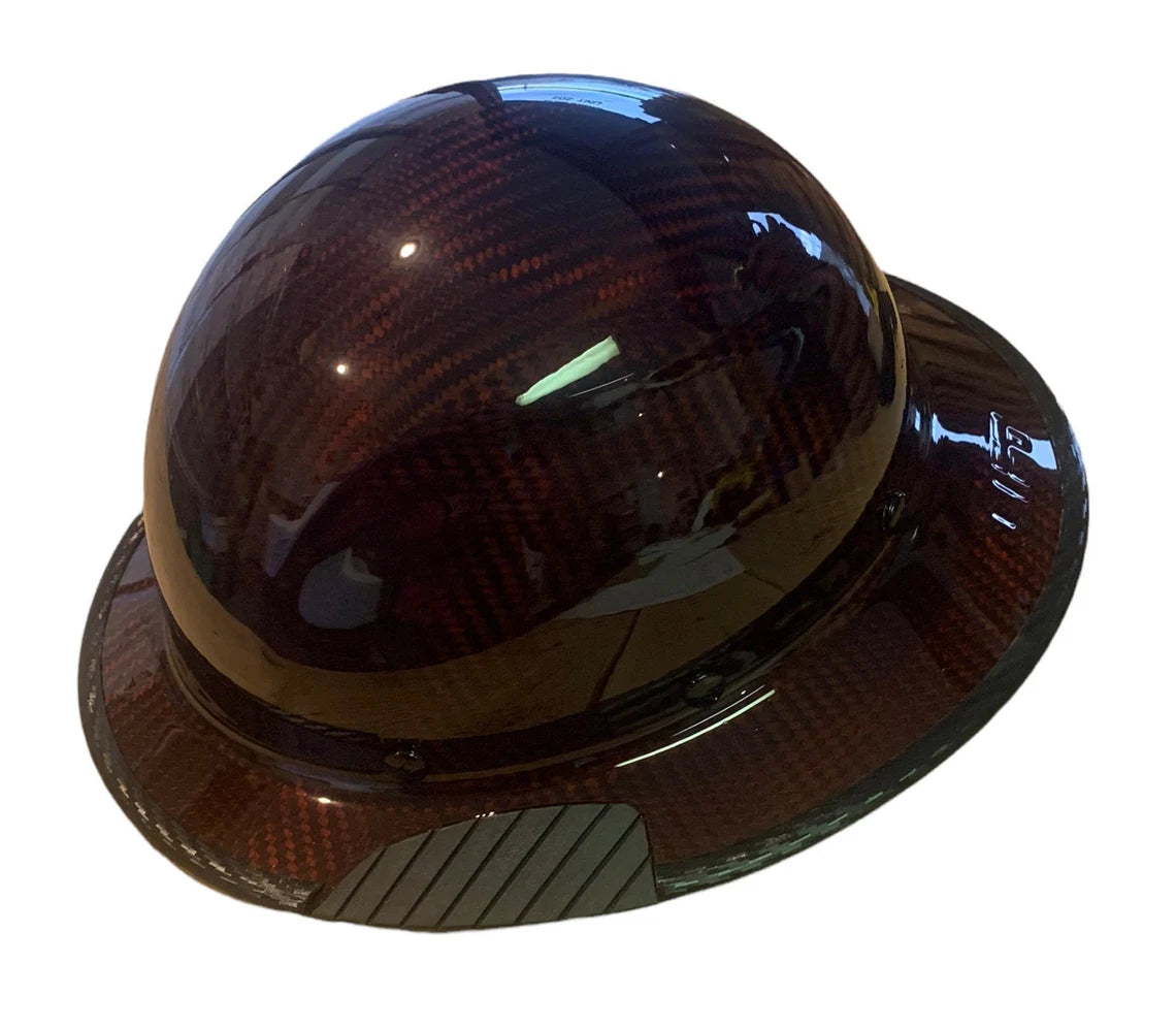 Custom Translucent Orange Lift DAX Carbon Fiber HDC-15KG Full Brim Hard Hat with Carbon Fiber EdgeGard