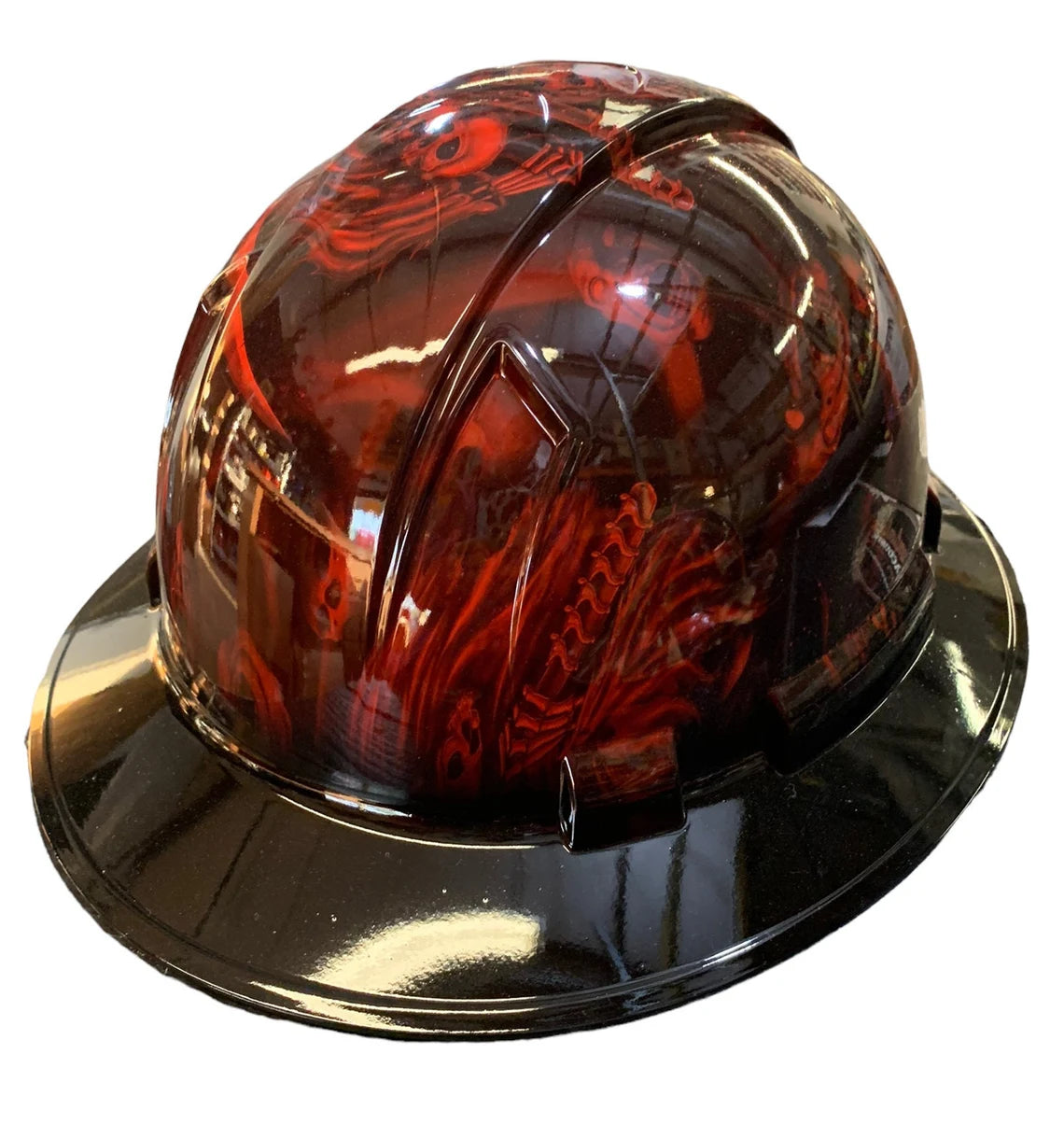 Hard Hat Ridgeline Full Brim Custom Red Reaper w/Black Brim Hydro Dipped