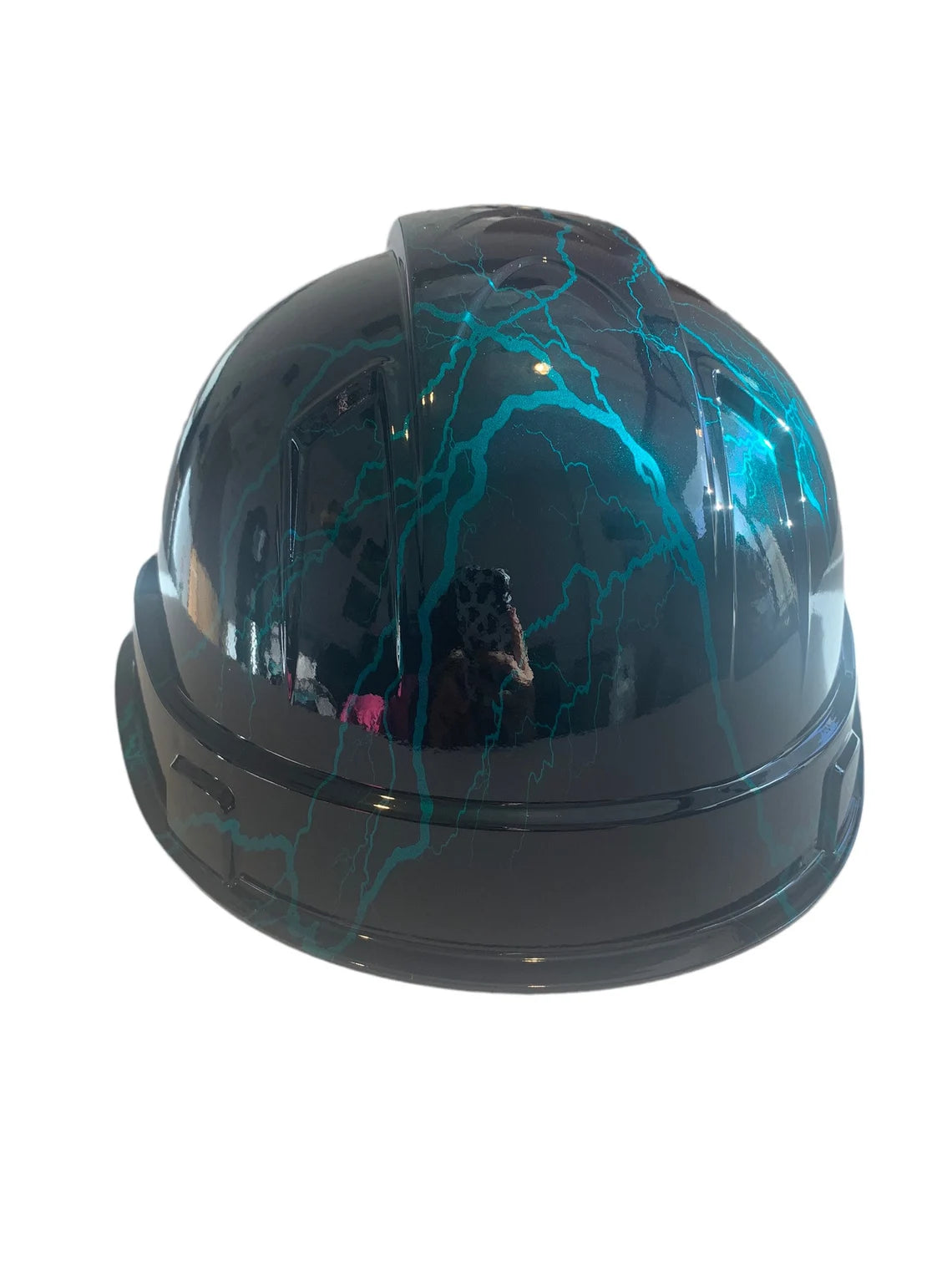 Custom Hydro Dipped Kandy Blue Green Lightning Hard Hat Ridgeline Cap Style