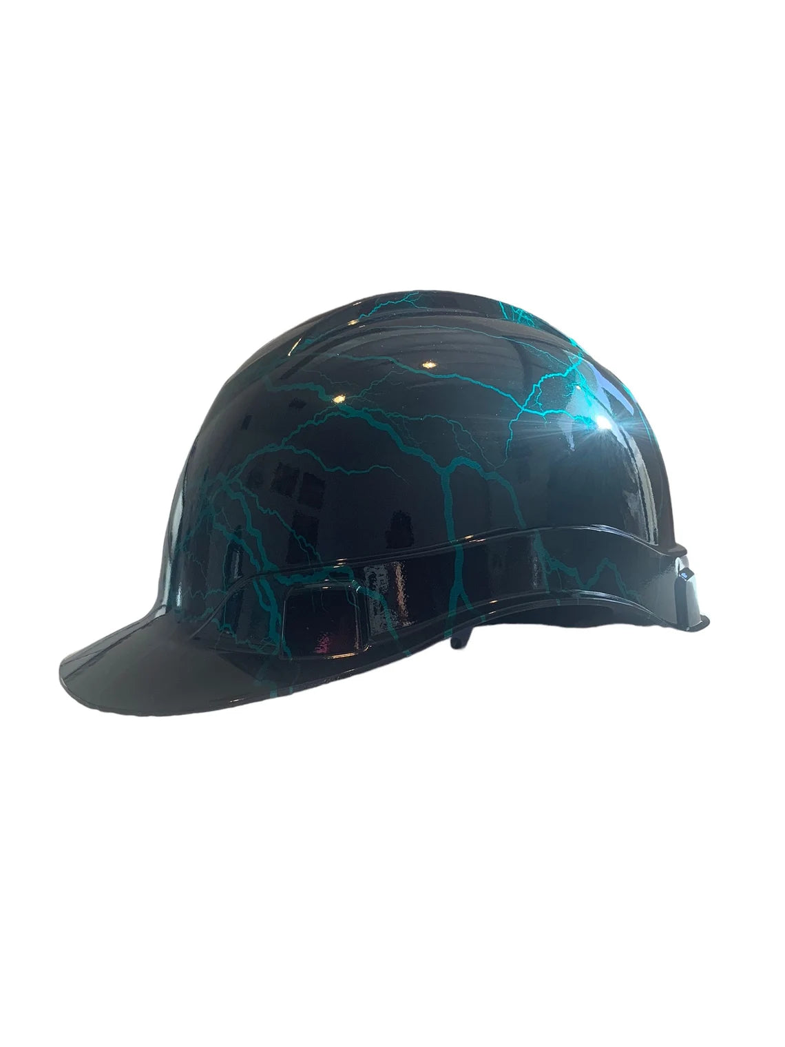 Custom Hydro Dipped Kandy Blue Green Lightning Hard Hat Ridgeline Cap Style