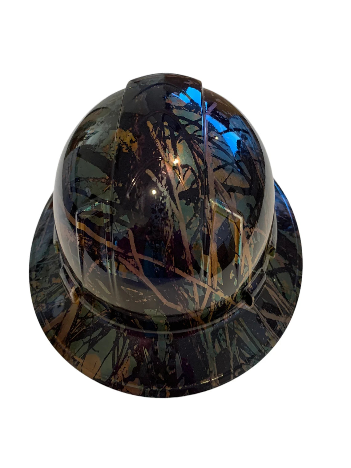 Custom Hard Hat Tarnished Blue Chrome Muddy Girl Full Brim Ridgeline