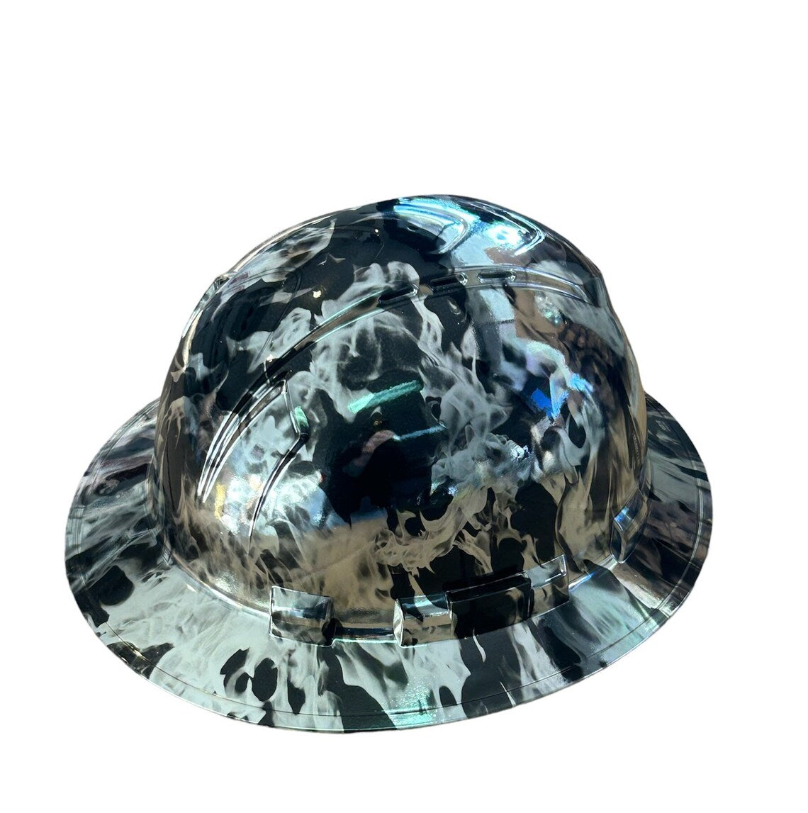 Custom Ridgeline Full Brim Hard Hat Chrome Flames