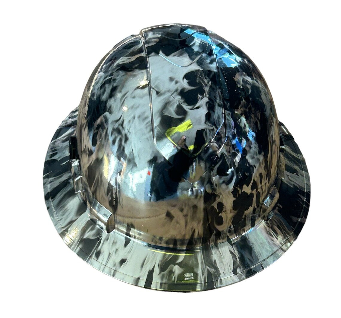 Custom Ridgeline Full Brim Hard Hat Chrome Flames