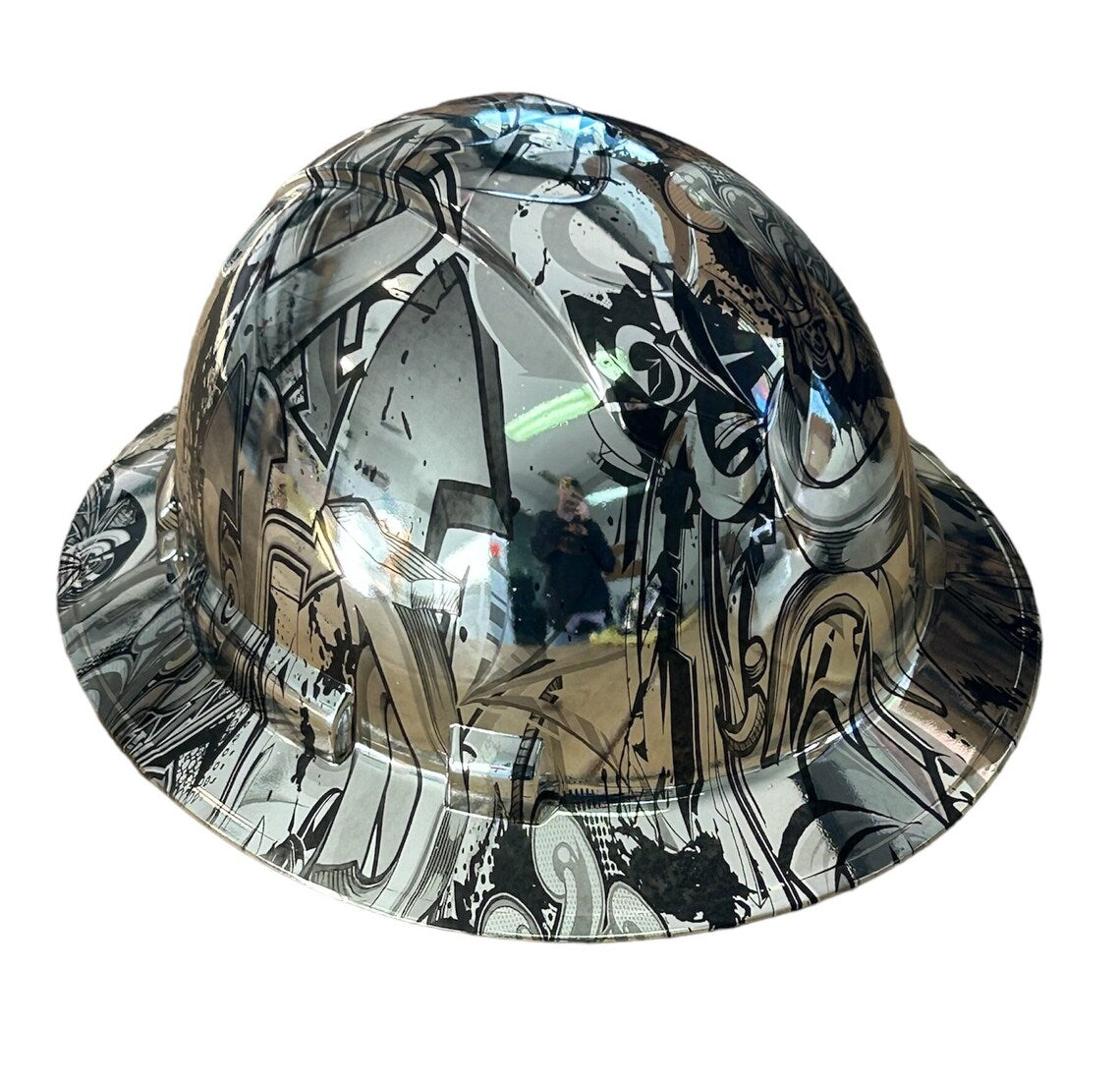 Custom Ridgeline Full Brim Hard Hat Chrome Graffiti