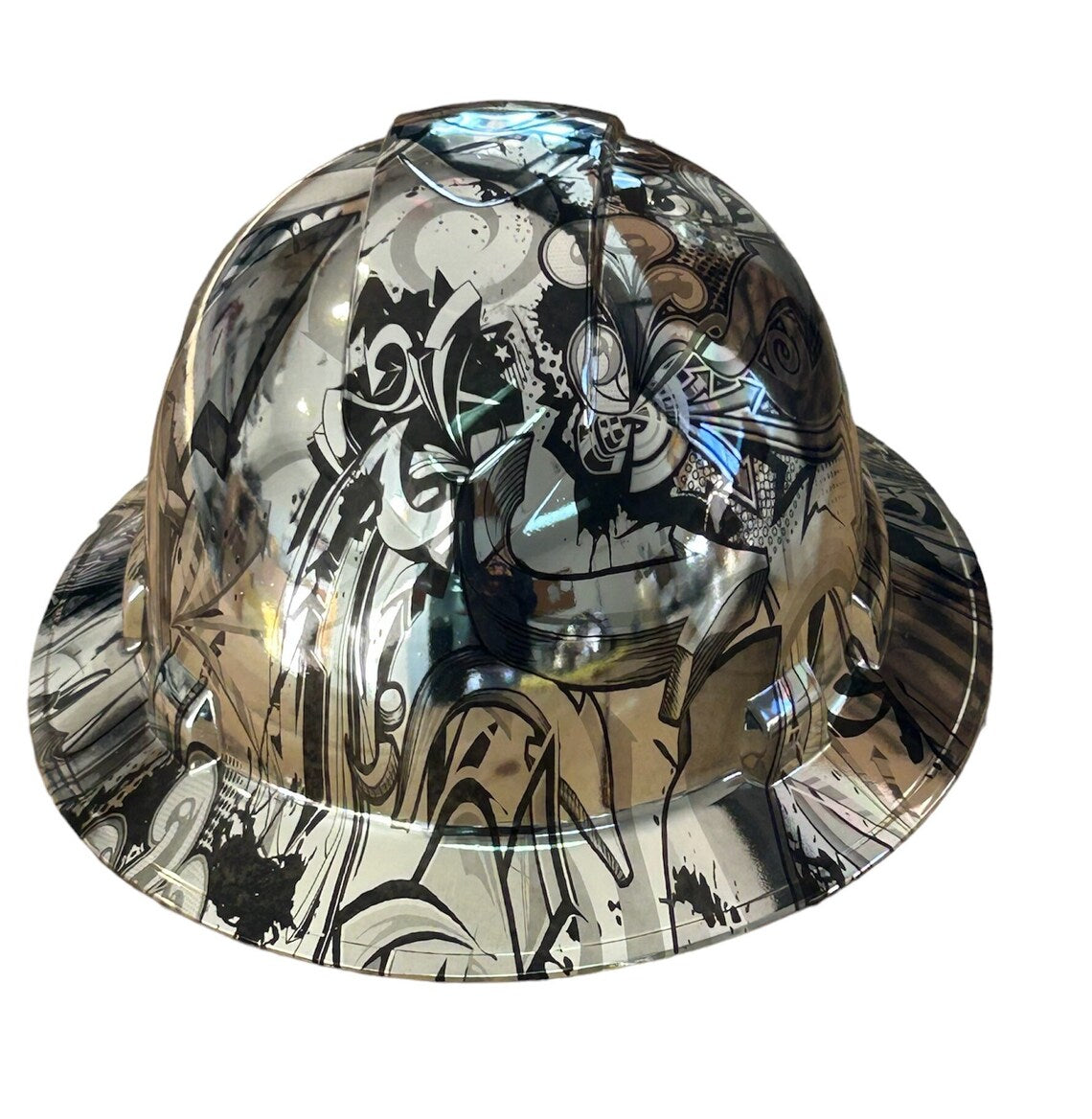 Custom Ridgeline Full Brim Hard Hat Chrome Graffiti