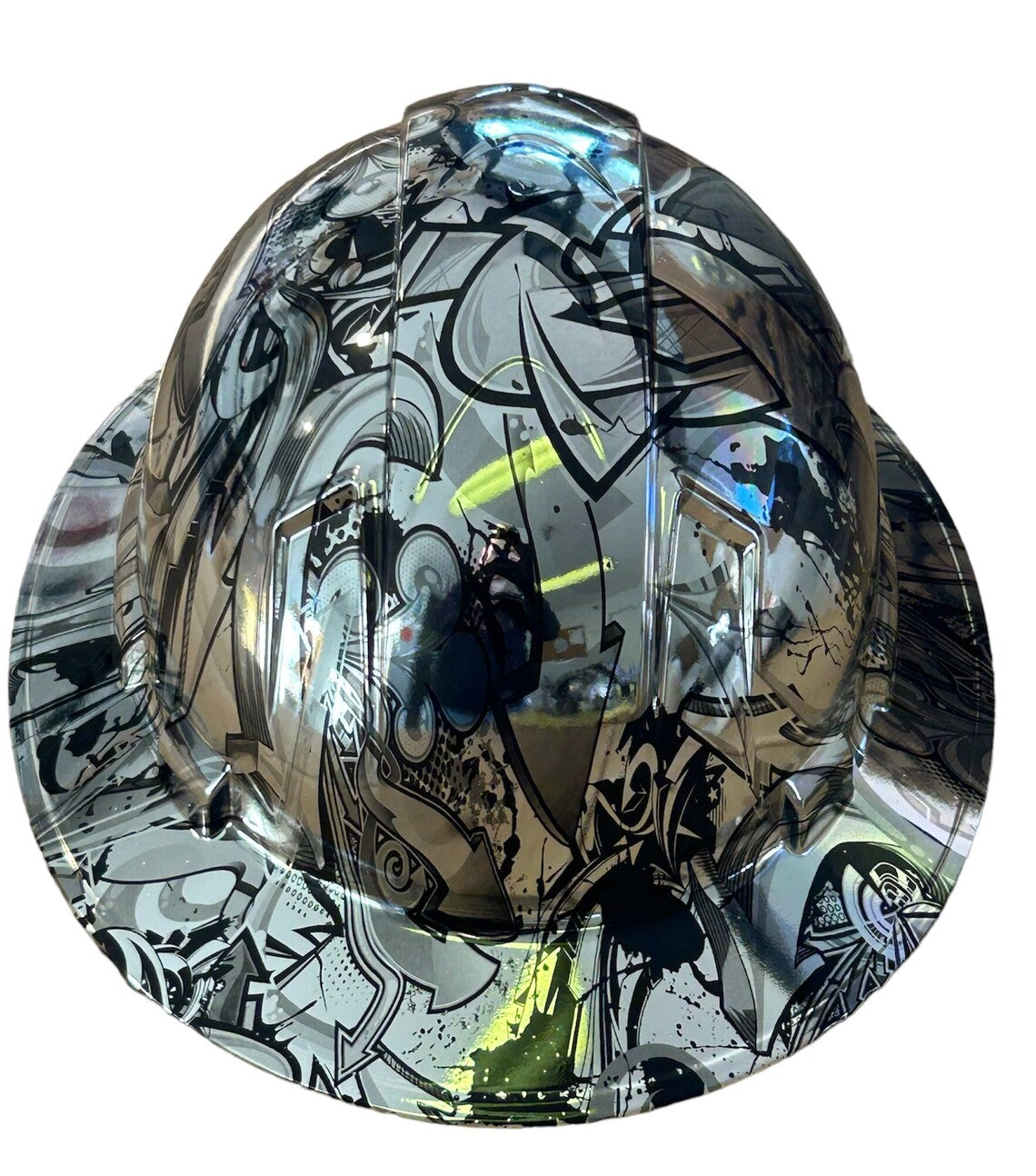 Custom Ridgeline Full Brim Hard Hat Chrome Graffiti