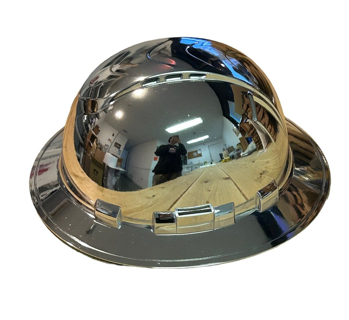 Custom Ridgeline Full Brim Hard Hat Vented Chrome