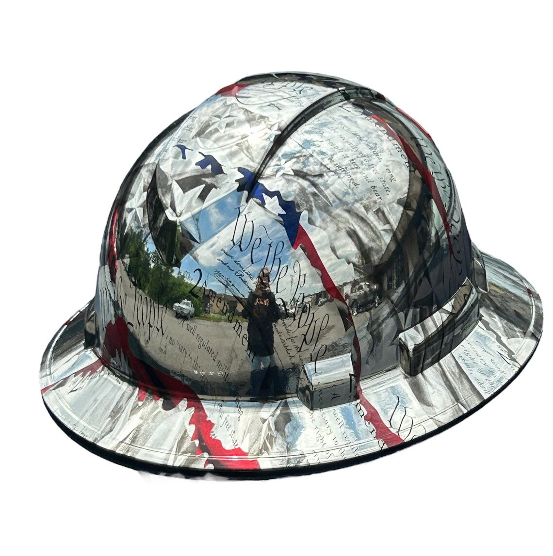 Custom Ridgeline Full Brim Hard Hat Chrome We the People