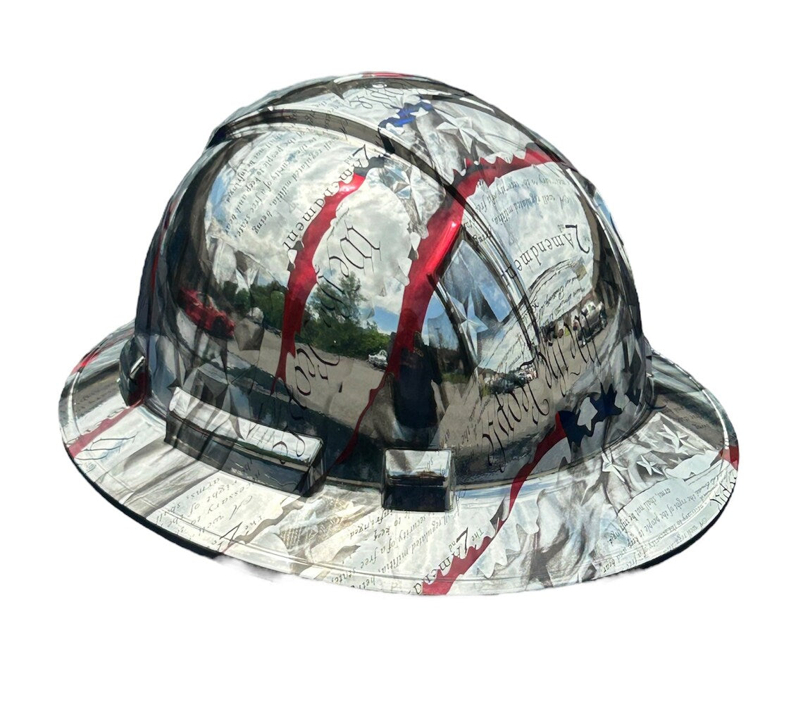 Custom Ridgeline Full Brim Hard Hat Chrome We the People