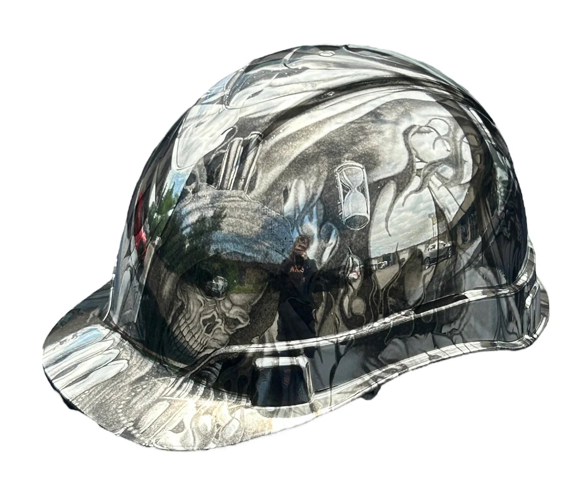 Hard Hat Ridgeline Cap Style Custom Chrome Ace of Skulls