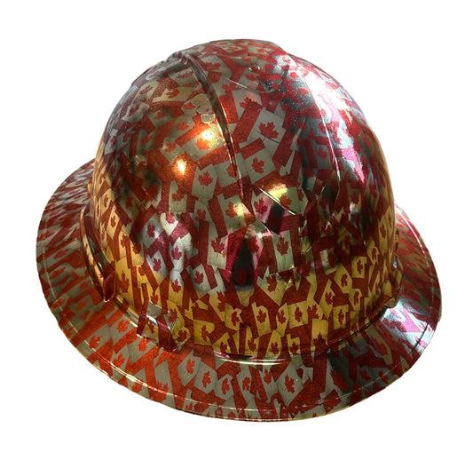 Custom Ridgeline Full Brim Hard Hat Chrome Canadian Flag