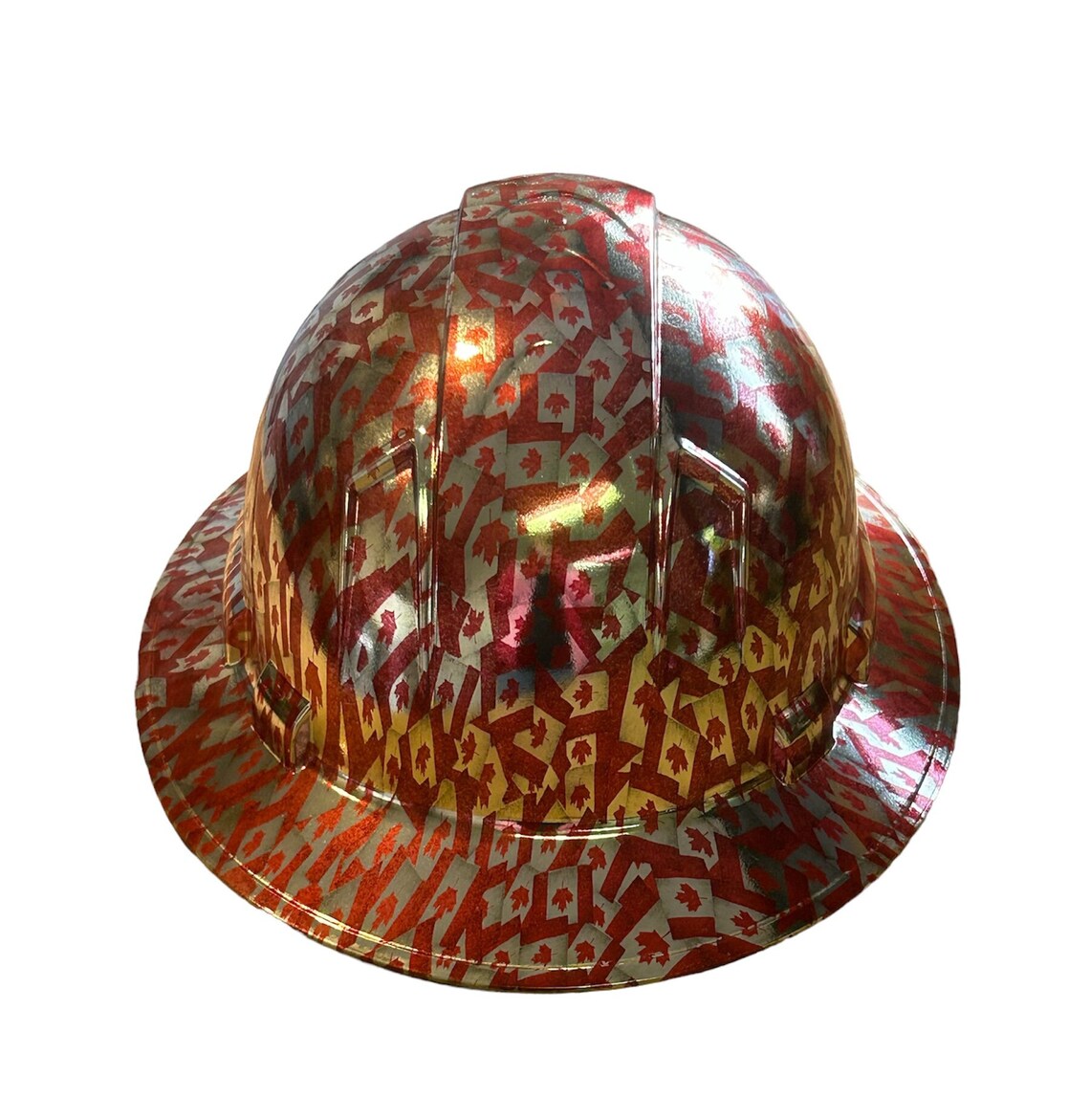 Custom Ridgeline Full Brim Hard Hat Chrome Canadian Flag