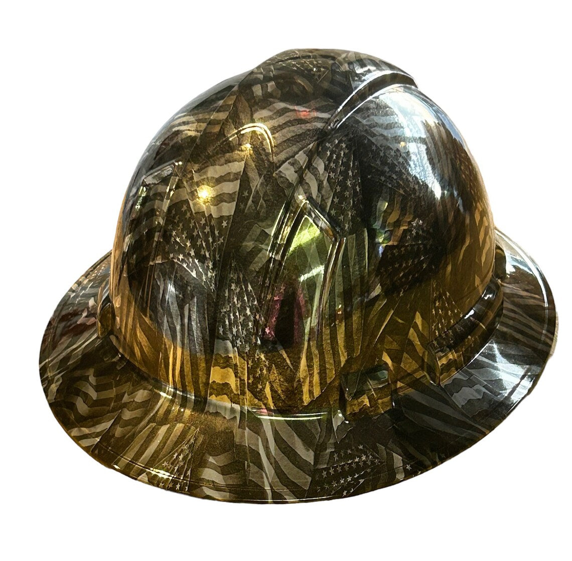 Custom Ridgeline Full Brim Hard Hat Chrome Negative Flags