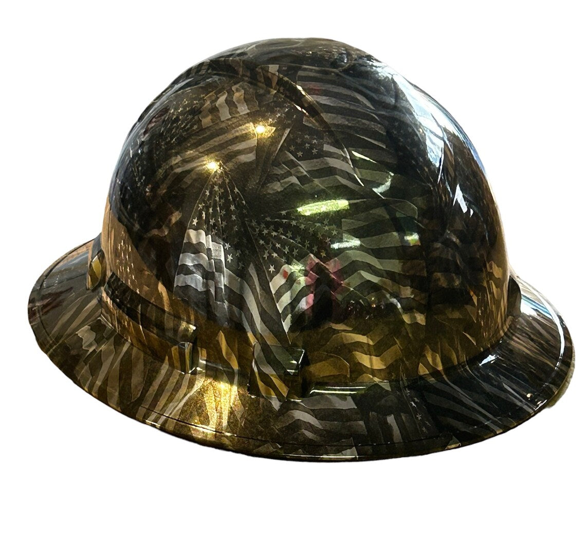 Custom Ridgeline Full Brim Hard Hat Chrome Negative Flags