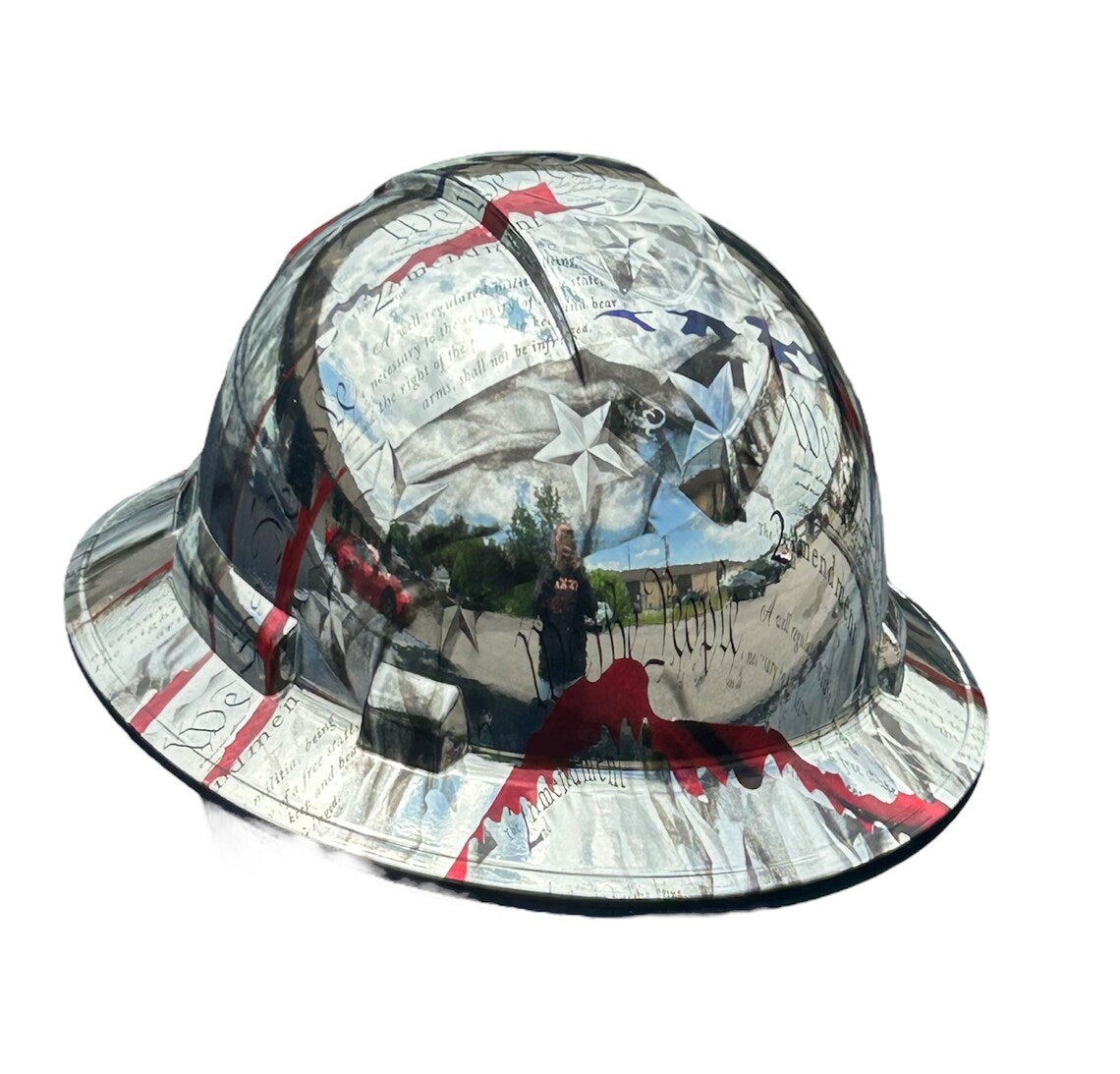 Custom Ridgeline Full Brim Hard Hat Chrome We the People