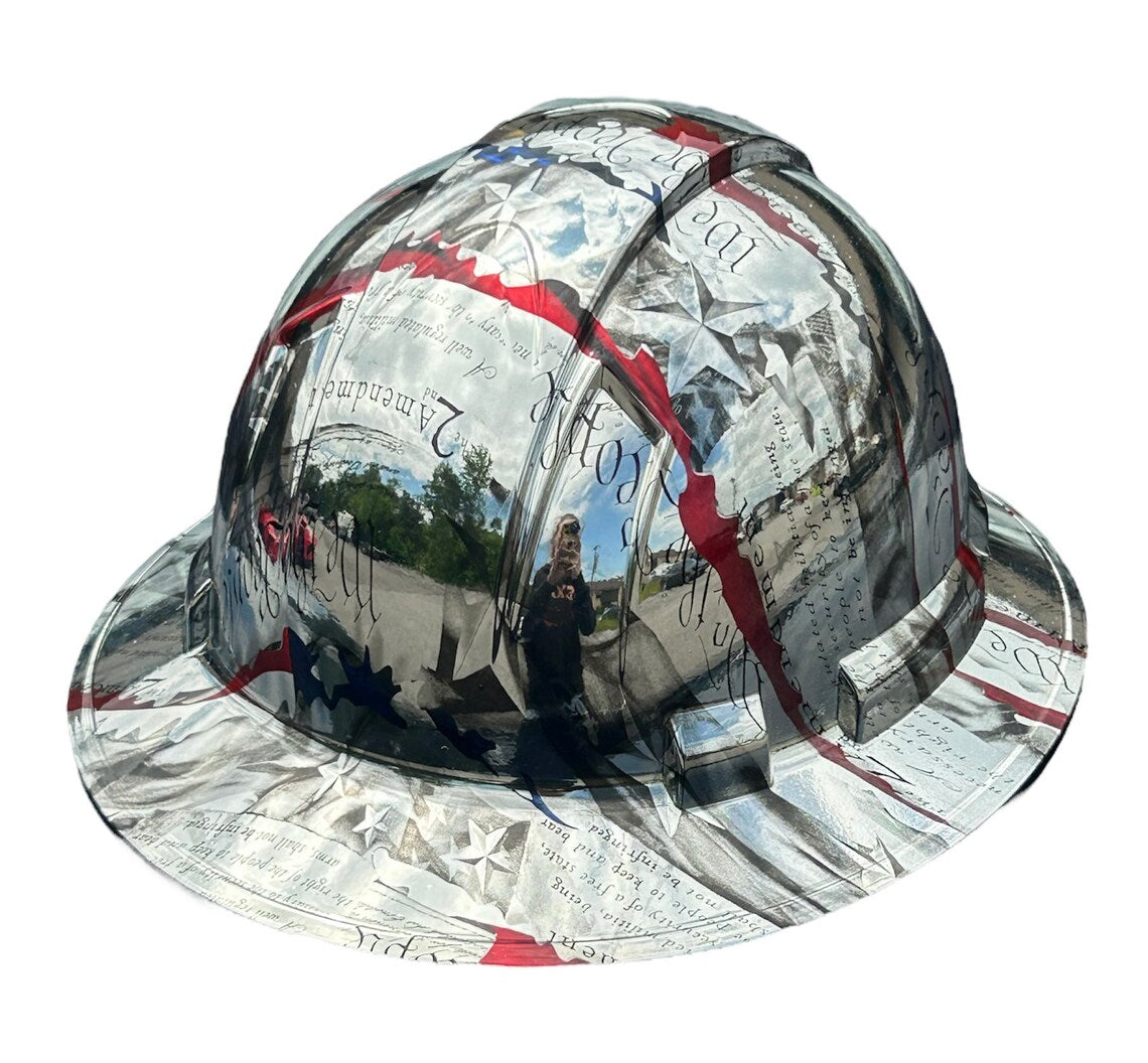 Custom Ridgeline Full Brim Hard Hat Chrome We the People