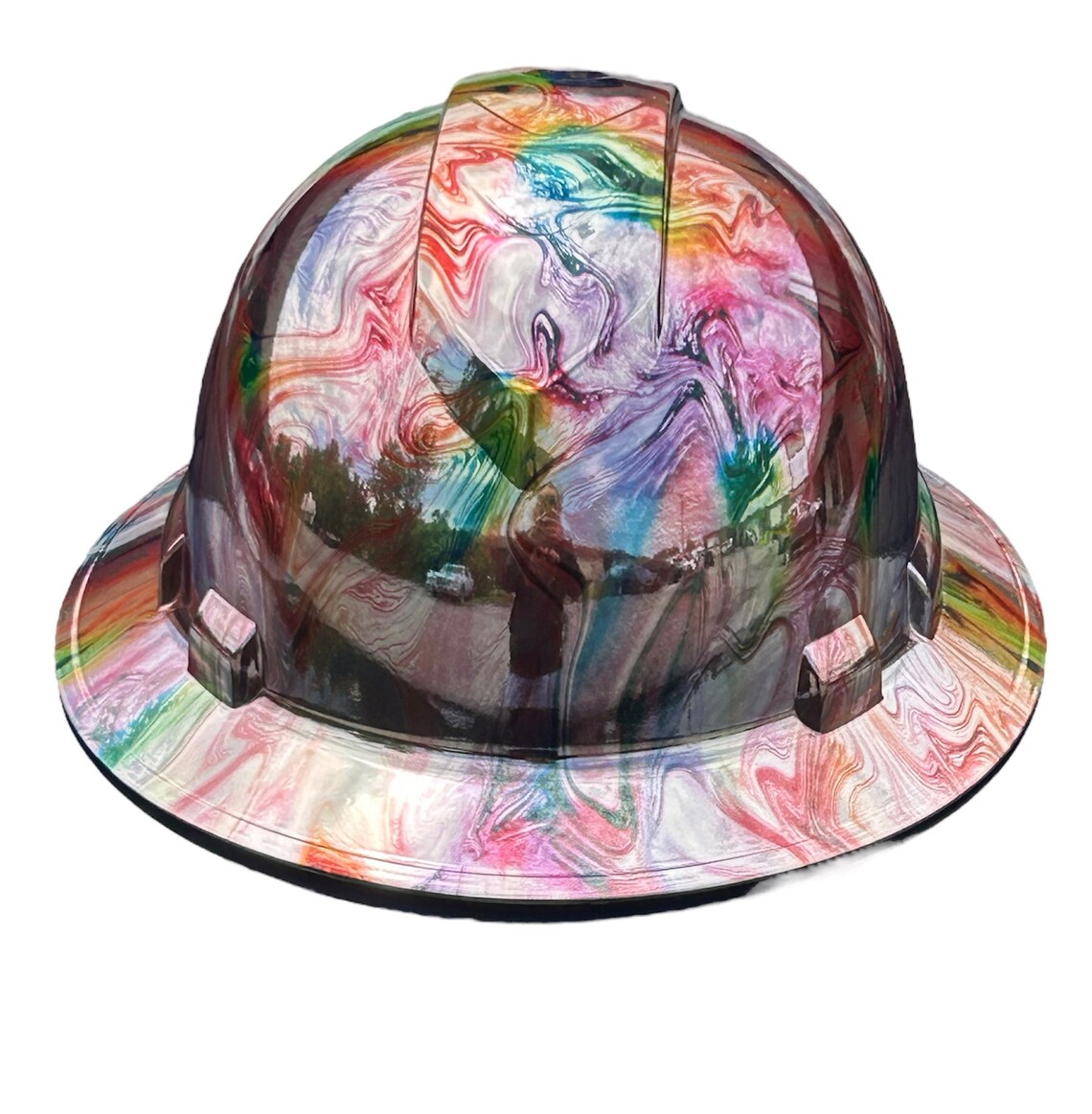 Custom Ridgeline Full Brim Hard Hat Chrome Slick Neon