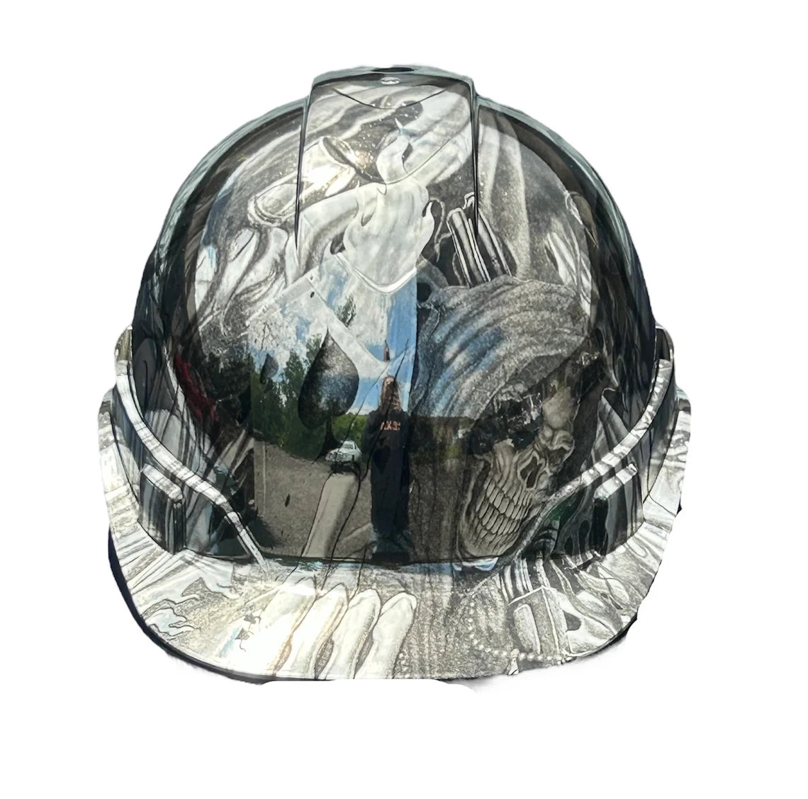 Hard Hat Ridgeline Cap Style Custom Chrome Ace of Skulls