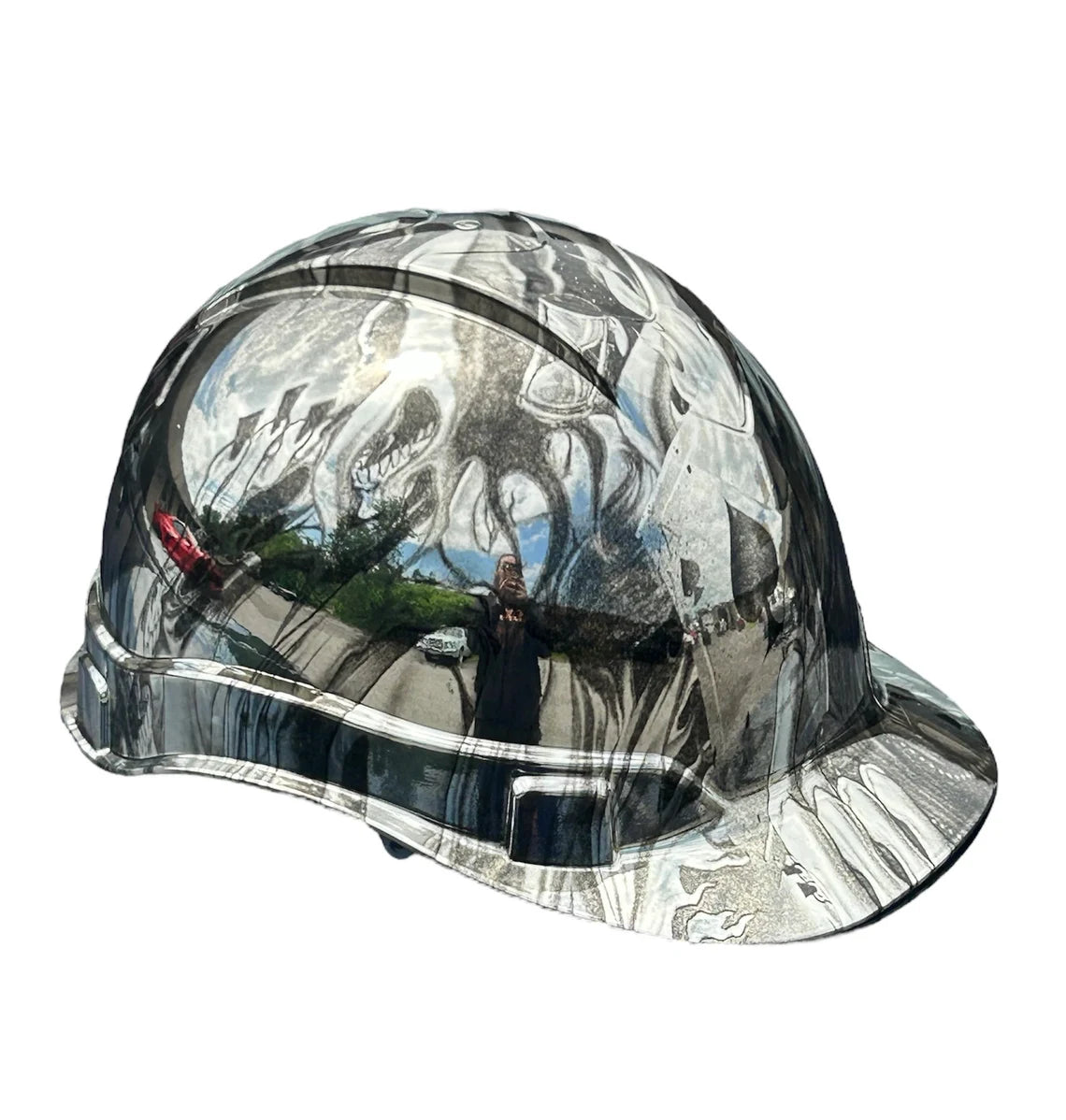 Hard Hat Ridgeline Cap Style Custom Chrome Ace of Skulls