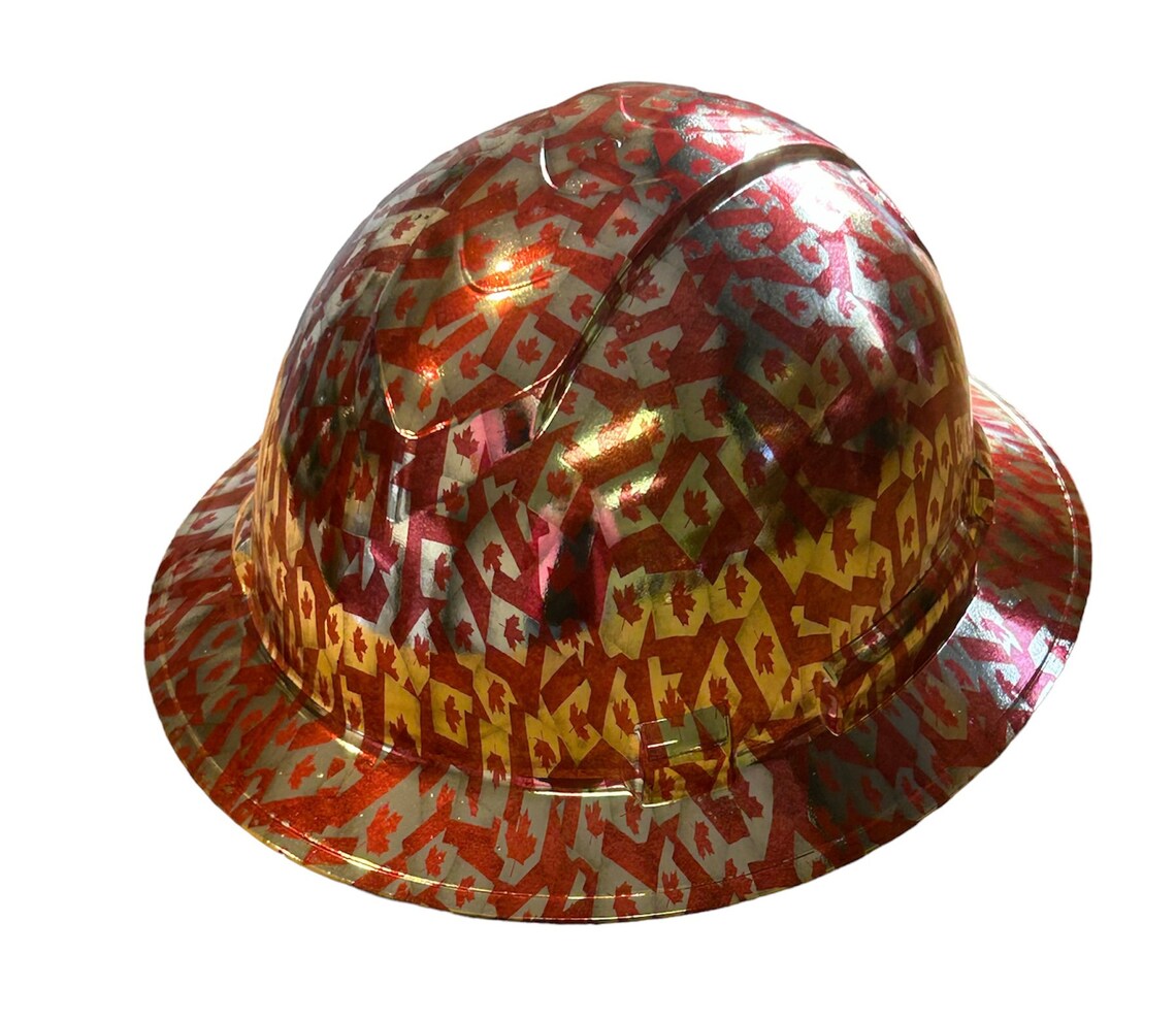 Custom Ridgeline Full Brim Hard Hat Chrome Canadian Flag