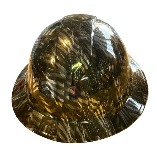 Custom Ridgeline Full Brim Hard Hat Chrome Negative Flags