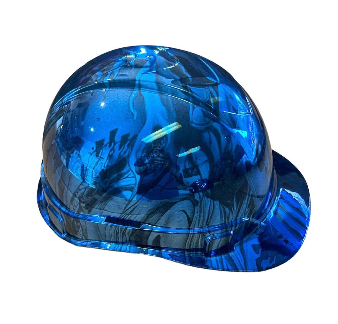 Hard Hat Ridgeline Cap Style Custom Chrome Kandy Blue Ace of Skulls