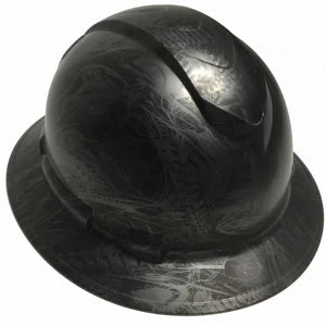 Custom Hard Hat Metallic Graphite Bio Mechanical Full Brim Ridgeline