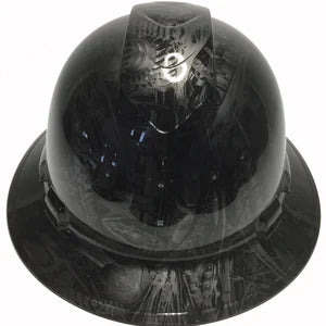 Custom Hard Hat Metallic Graphite Bio Mechanical Full Brim Ridgeline