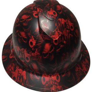 Hard Hat Ridgeline Full Brim Custom Red Gangster Skulls