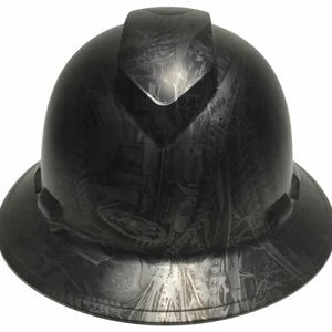 Custom Hard Hat Metallic Graphite Bio Mechanical Full Brim Ridgeline