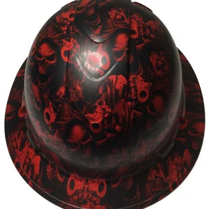 Hard Hat Ridgeline Full Brim Custom Red Gangster Skulls