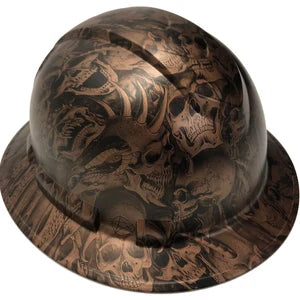 Custom Hard Hat Ridgeline Full Brim Copper Metallic Demented Skulls