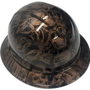 Custom Hard Hat Ridgeline Full Brim Copper Metallic Demented Skulls