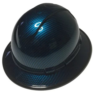 Custom Hydro Dipped Carbon Fiber Kandy Light Blue Translucent Hard Hat Ridgeline Full Brim With Black EdgeGard