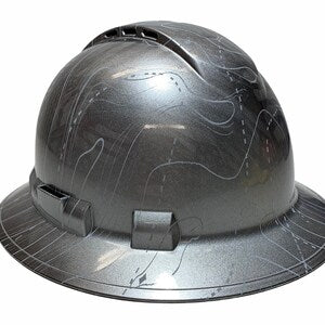 Custom Hard Hat Silver Metallic Midnight American Flag Black Ops Hydro Dipped Full Brim Vented Ridgeline